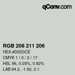 カラーコード: RGB 208 211 206 | qconv.com