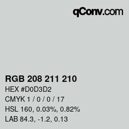 Color code: RGB 208 211 210 | qconv.com