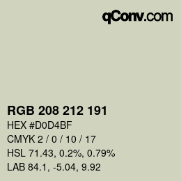 Código de color: RGB 208 212 191 | qconv.com