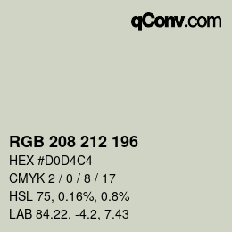 颜色代码: RGB 208 212 196 | qconv.com