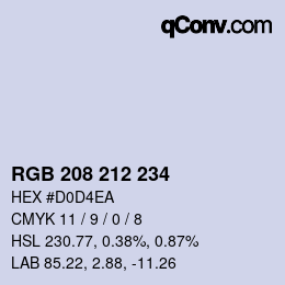 Color code: RGB 208 212 234 | qconv.com