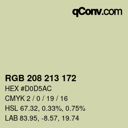 カラーコード: RGB 208 213 172 | qconv.com