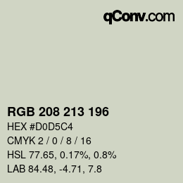 Código de color: RGB 208 213 196 | qconv.com