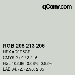 颜色代码: RGB 208 213 206 | qconv.com