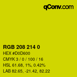 Color code: RGB 208 214 0 | qconv.com
