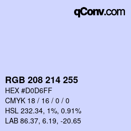 カラーコード: RGB 208 214 255 | qconv.com