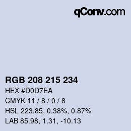 Color code: RGB 208 215 234 | qconv.com