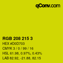 カラーコード: RGB 208 215 3 | qconv.com