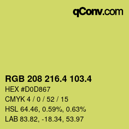 カラーコード: RGB 208 216.4 103.4 | qconv.com