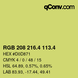 カラーコード: RGB 208 216.4 113.4 | qconv.com