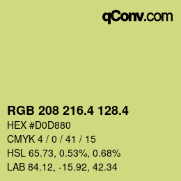 カラーコード: RGB 208 216.4 128.4 | qconv.com