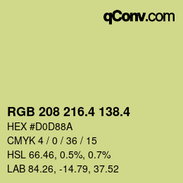 カラーコード: RGB 208 216.4 138.4 | qconv.com