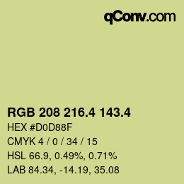 カラーコード: RGB 208 216.4 143.4 | qconv.com