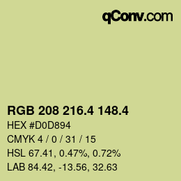 カラーコード: RGB 208 216.4 148.4 | qconv.com