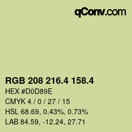 カラーコード: RGB 208 216.4 158.4 | qconv.com
