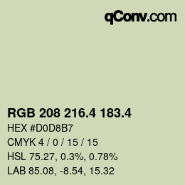 カラーコード: RGB 208 216.4 183.4 | qconv.com