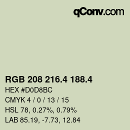 カラーコード: RGB 208 216.4 188.4 | qconv.com