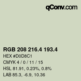 カラーコード: RGB 208 216.4 193.4 | qconv.com