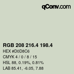 カラーコード: RGB 208 216.4 198.4 | qconv.com