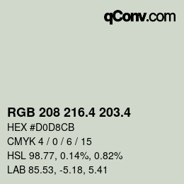 カラーコード: RGB 208 216.4 203.4 | qconv.com