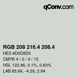 カラーコード: RGB 208 216.4 208.4 | qconv.com