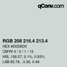 カラーコード: RGB 208 216.4 213.4 | qconv.com