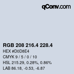 カラーコード: RGB 208 216.4 228.4 | qconv.com
