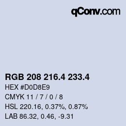 カラーコード: RGB 208 216.4 233.4 | qconv.com