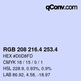 カラーコード: RGB 208 216.4 253.4 | qconv.com