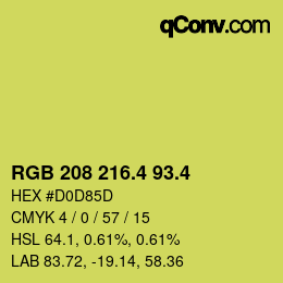 カラーコード: RGB 208 216.4 93.4 | qconv.com