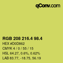 カラーコード: RGB 208 216.4 98.4 | qconv.com