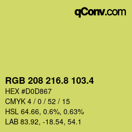 カラーコード: RGB 208 216.8 103.4 | qconv.com