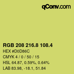 カラーコード: RGB 208 216.8 108.4 | qconv.com