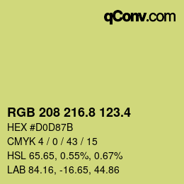 カラーコード: RGB 208 216.8 123.4 | qconv.com
