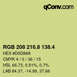 カラーコード: RGB 208 216.8 138.4 | qconv.com