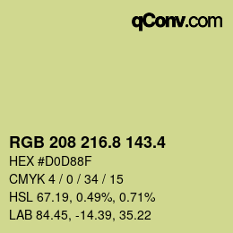 カラーコード: RGB 208 216.8 143.4 | qconv.com