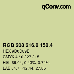 カラーコード: RGB 208 216.8 158.4 | qconv.com