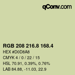 カラーコード: RGB 208 216.8 168.4 | qconv.com