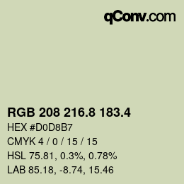 カラーコード: RGB 208 216.8 183.4 | qconv.com