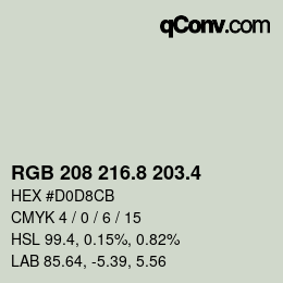 カラーコード: RGB 208 216.8 203.4 | qconv.com