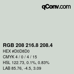 カラーコード: RGB 208 216.8 208.4 | qconv.com