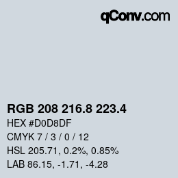 カラーコード: RGB 208 216.8 223.4 | qconv.com
