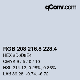 カラーコード: RGB 208 216.8 228.4 | qconv.com