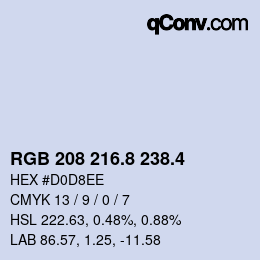 カラーコード: RGB 208 216.8 238.4 | qconv.com