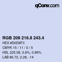 カラーコード: RGB 208 216.8 243.4 | qconv.com