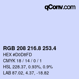 カラーコード: RGB 208 216.8 253.4 | qconv.com