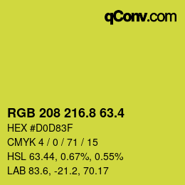 カラーコード: RGB 208 216.8 63.4 | qconv.com