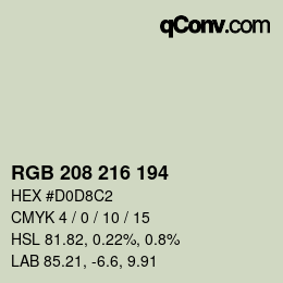 カラーコード: RGB 208 216 194 | qconv.com