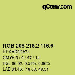 カラーコード: RGB 208 218.2 116.6 | qconv.com