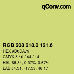 カラーコード: RGB 208 218.2 121.6 | qconv.com